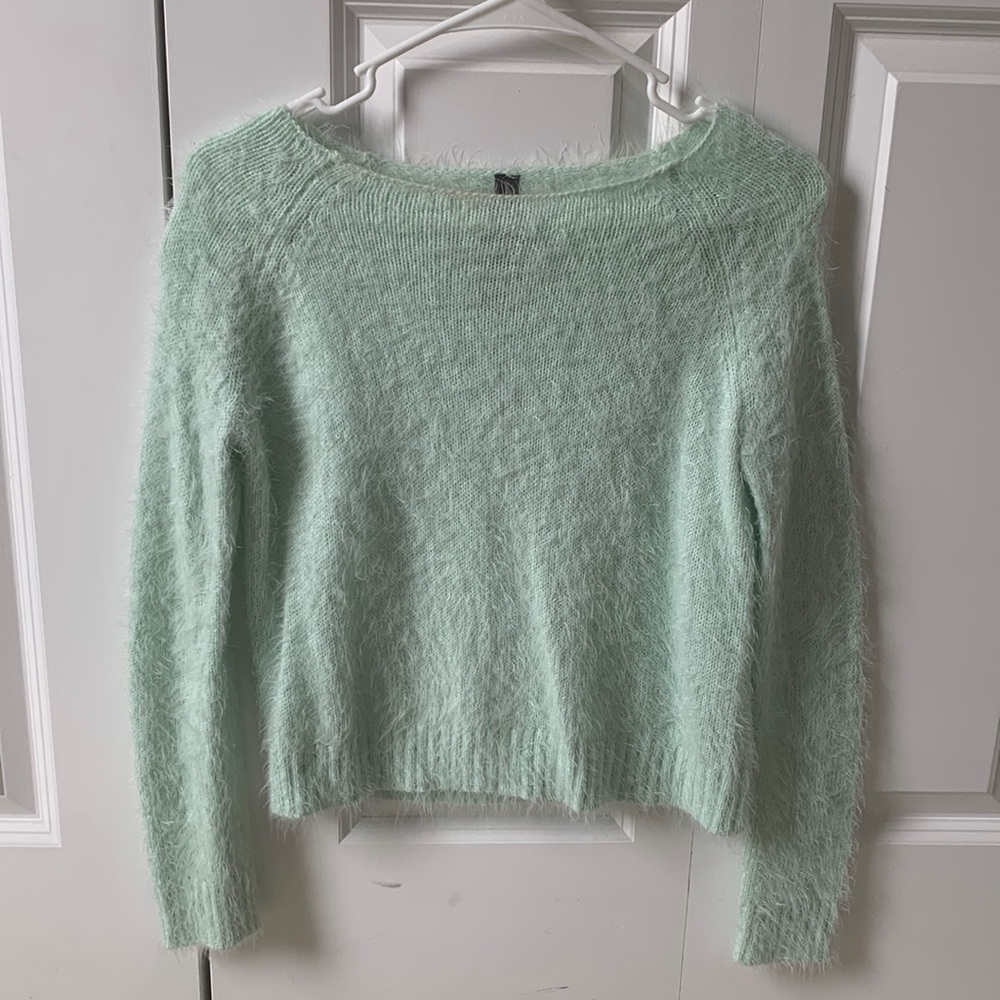 Fuzzy mint colored sweater!!